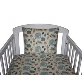 Nørgaard Madsen sengetøj grønne dyr i farven beige baby og Junior